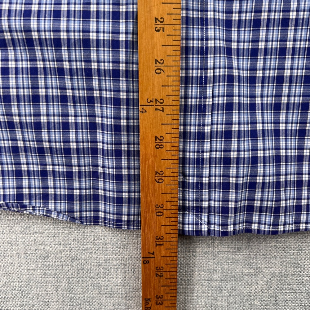 Ralph Lauren Men XL Blue White Plaid Cotton Button Down Long Sleeve Shirt Preppy - Picture 8 of 10